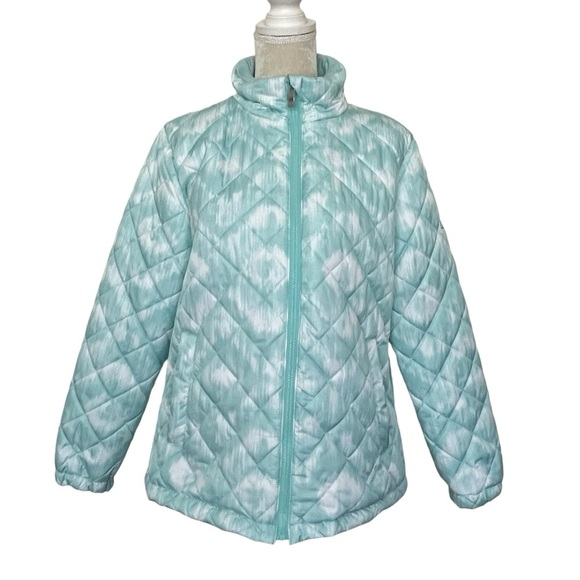 Zeroxposur Quilted Puffer Jacket Women’s Size XL Mint White Water Wind Resistant - Picture 1 of 8